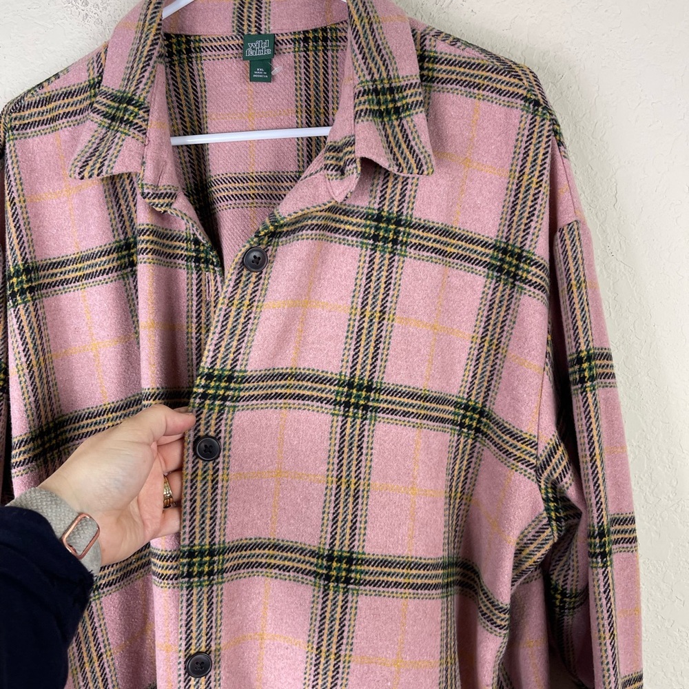 Wild Fable Plaid Long Flannel Shacket Shirt Size XXL - Picture 7 of 10